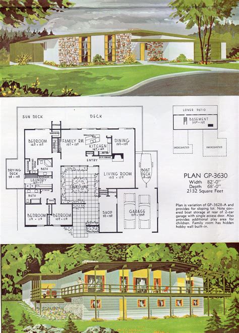 mid century modern architecture plans.